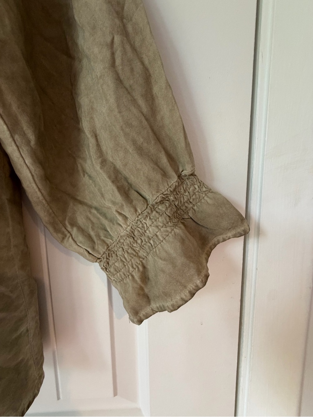Floral & Ivy Tan Boho Crochet Trim Peasant Blouse Size L - Picture 6 of 9
